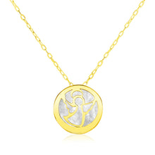Load image into Gallery viewer, Yellow Gold 14k Women&#39;s Pearl Necklace with Angel Symbol