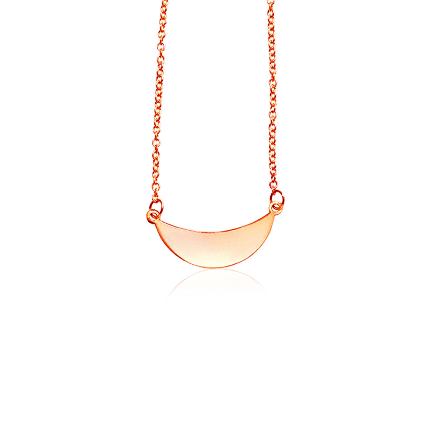 Rose Gold 14k 18 inch Women's Bar Necklace with Polished Arc