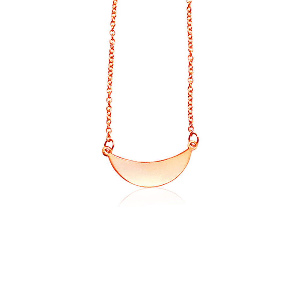 Rose Gold 14k 18 inch Women's Bar Necklace with Polished Arc