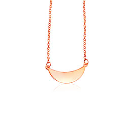 Rose Gold 14k 18 inch Women's Bar Necklace with Polished Arc