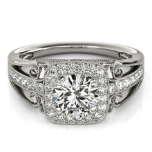 Load image into Gallery viewer, 14k White Gold Baroque Shank Style Cut Diamond Engagement Ring (1 1/4 cttw)