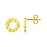 Yellow Gold 14K Beaded Circle Fancy Earrings