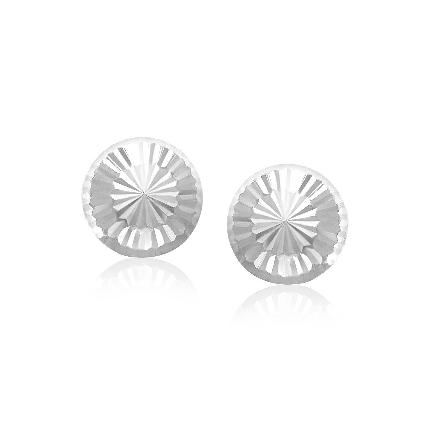 White Gold 14k Textured Flat Style Stud Earrings