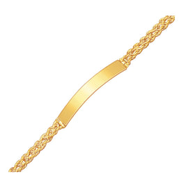 Yellow Gold 14k Women's ID Bracelet with Double Rope Chain