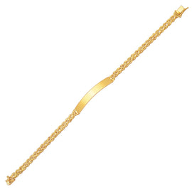 Yellow Gold 14k Women's ID Bracelet with Double Rope Chain