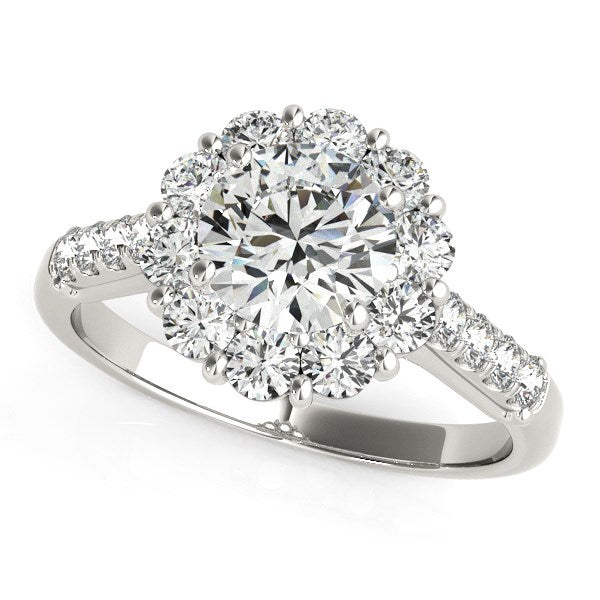 White Gold 14k Round Diamond Halo Engagement Ring