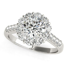 Load image into Gallery viewer, White Gold 14k Round Diamond Halo Engagement Ring