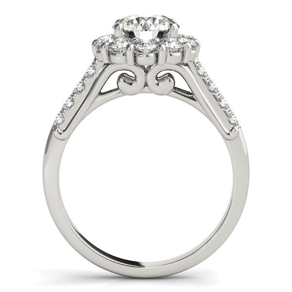 White Gold 14k Round Diamond Halo Engagement Ring