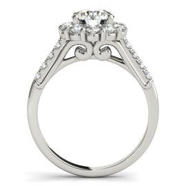 White Gold 14k Round Diamond Halo Engagement Ring