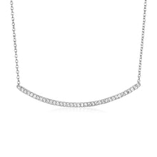 Load image into Gallery viewer, Sterling Silver Curved Bar Necklace with Cubic Zirconias