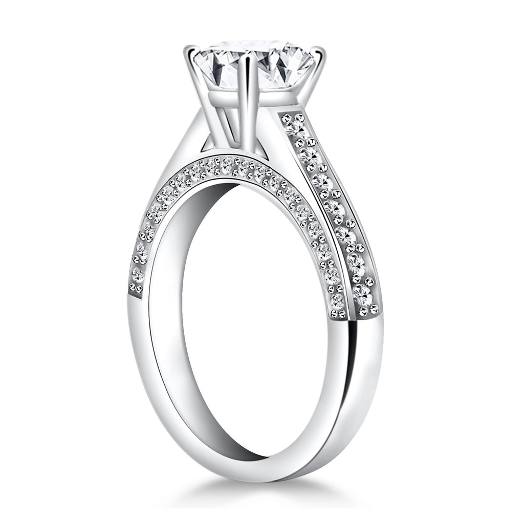 White Gold 14k Pave Diamond Cathedral Engagement Ring