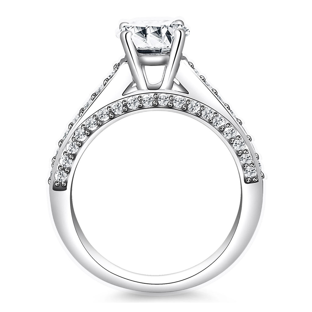 White Gold 14k Pave Diamond Cathedral Engagement Ring