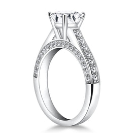 White Gold 14k Pave Diamond Cathedral Engagement Ring