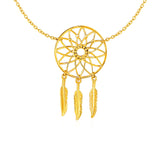 Yellow Gold 14k Dream Catcher Pendant in Lobster Clasp