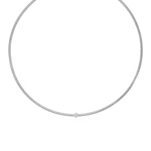 Load image into Gallery viewer, White Gold 14k Women&#39;s Necklace with Brushed Texture and Diamonds