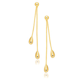 Yellow Gold 14k Double Long Drop Earrings