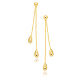 Yellow Gold 14k Double Long Drop Earrings
