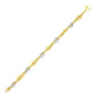 Two-Tone Gold 14k Interlaced Smooth and Textured Women's Link Bracelet