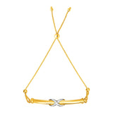 Yellow and White Gold 14k Adjustable Friendship Women's Bracelet with Infinity Motif