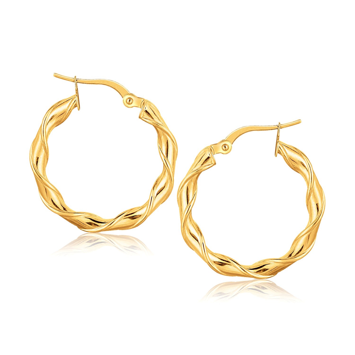 Yellow Gold 14k 1 inch Hoop Earrings with Snap Lock Backing