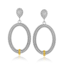 Load image into Gallery viewer, 18k Yellow Gold &amp; Sterling Silver Open Oval Motif Popcorn Earrings