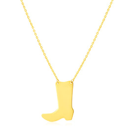 Yellow Gold 14k Women's Link Necklace with Cowboy Boot