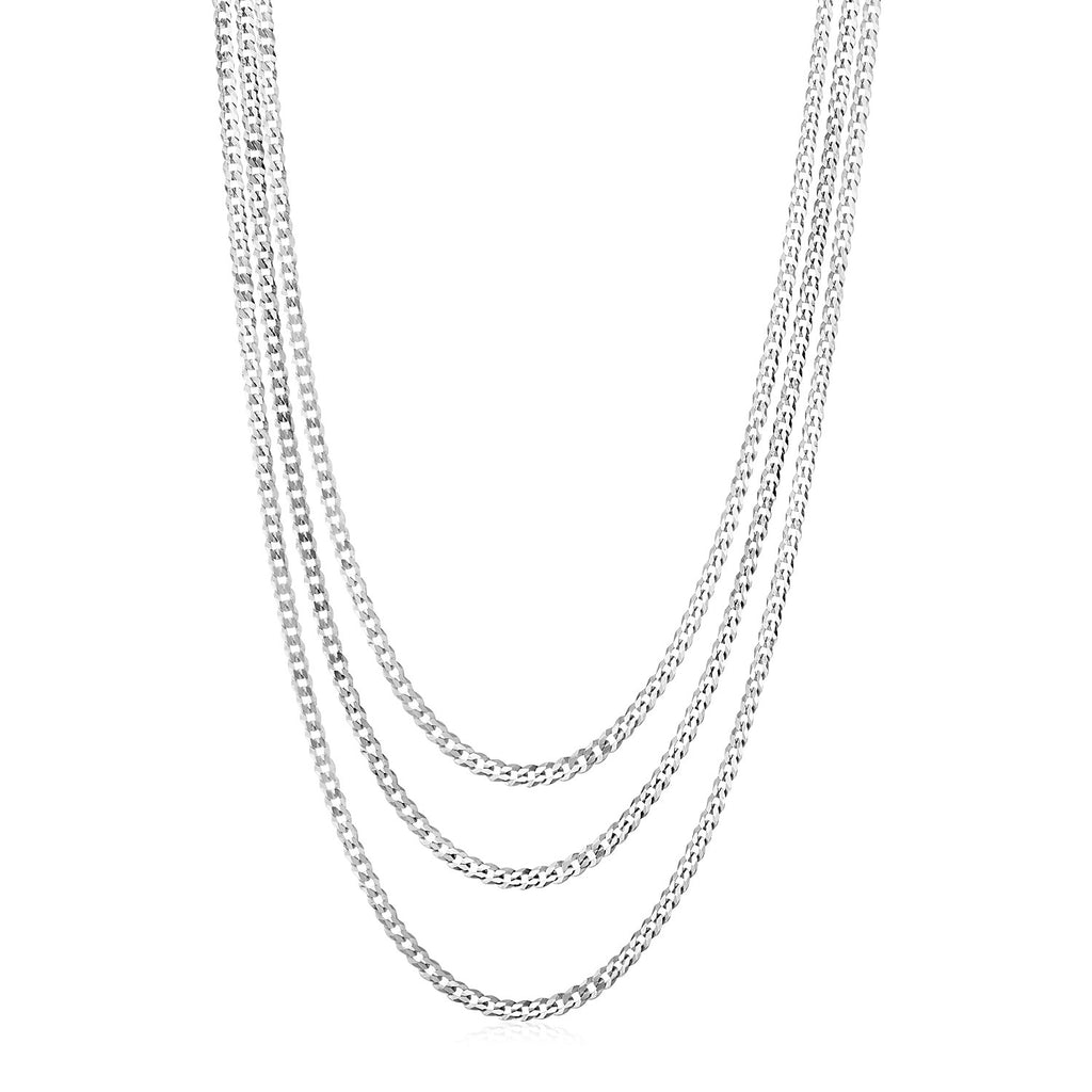 Sterling Silver Women's Three Strand Polished Link Necklace