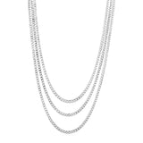 Sterling Silver Women's Three Strand Polished Link Necklace