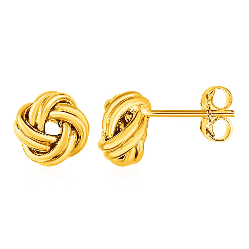 Yellow Gold 14k Love Knot Post Earrings in Pushback Clasps