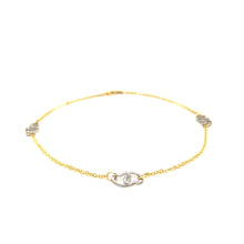 Load image into Gallery viewer, Two Tone Gold 14k Entwined Heart Stationed Anklet