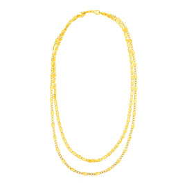 Yellow Gold 14k Women's Two Strand Necklace with Polished Oval Links