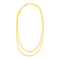 Yellow Gold 14k Women's Two Strand Necklace with Polished Oval Links