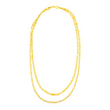 Yellow Gold 14k Women's Two Strand Necklace with Polished Oval Links