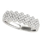 White Gold 14k Diamond Studded Wide Multi-Diagonal Pattern Ring
