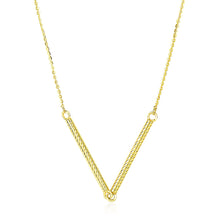 Load image into Gallery viewer, Yellow Gold 14k Chain Two Connected Thin Women&#39;s Bar Necklace with Pendant