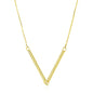 Yellow Gold 14k Chain Two Connected Thin Women's Bar Necklace with Pendant