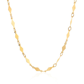 Yellow Gold 14K 3.0mm Polished Diamond Motif Chain with Lobster Claw