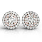 White and Rose Gold 14k Round Diamond Halo Earrings
