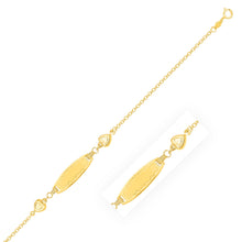 Load image into Gallery viewer, Yellow Gold 14k Heart Station Fancy Children&#39;s ID Bracelet