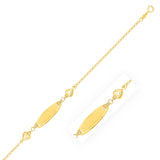 Yellow Gold 14k Heart Station Fancy Children's ID Bracelet