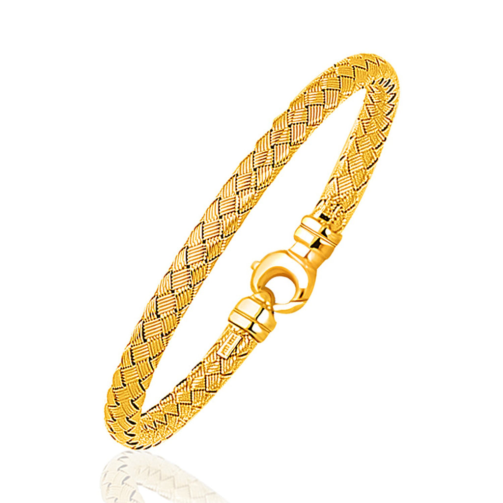 Yellow Gold 14k 5.0mm Fancy Weave Bangle