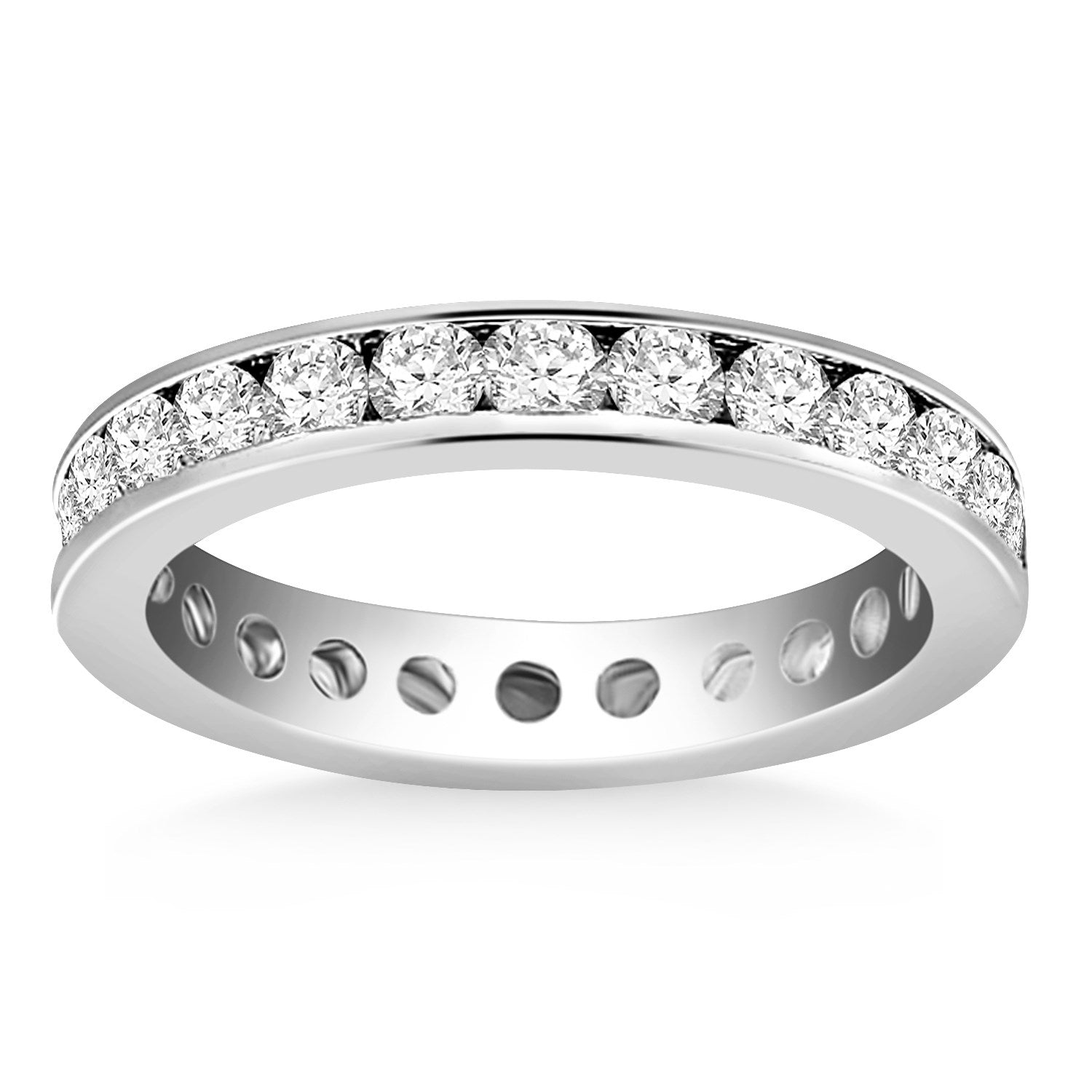 White Gold 14k Channel Set Round Diamonds Eternity Ring