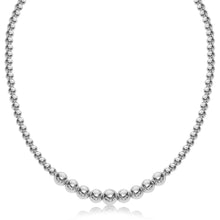 Load image into Gallery viewer, Sterling Silver Rhodium Plated Graduated Motif Polished Bead Women&#39;s Fancy Necklace