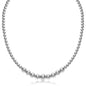 Sterling Silver Rhodium Plated Graduated Motif Polished Bead Women's Fancy Necklace