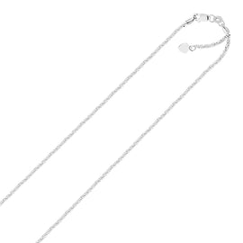White Gold 10k 1.5mm Adjustable Sparkle Chain in Lobster Clasp