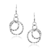 Load image into Gallery viewer, Sterling Silver Dangling Earrings with Dual Textured Circles