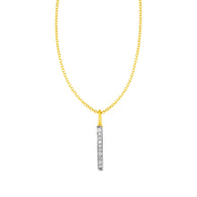 Load image into Gallery viewer, 14k Yellow Gold Bar Pendant with Diamonds