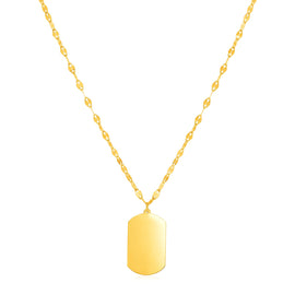 Yellow Gold 14k Dog Tag Women's Link Necklace
