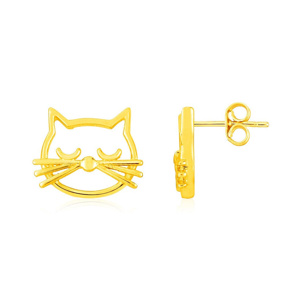 Yellow Gold 14K Cat Head Fancy Earrings