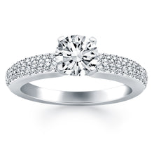 Load image into Gallery viewer, White Gold 14k Triple Row Pave Diamond Engagement Ring